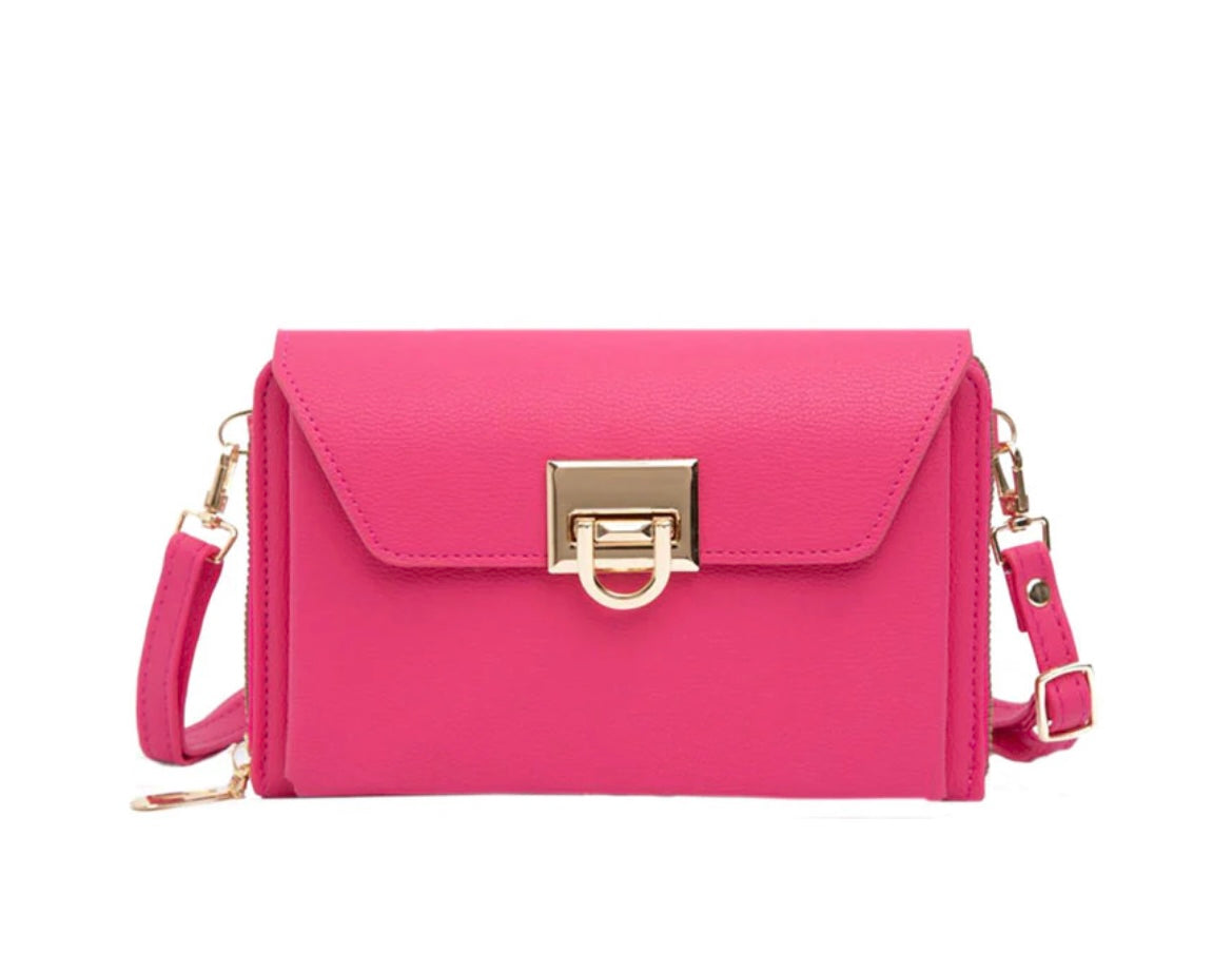 Solid Color Faux Leather Women's Clutch Crossbody Bag