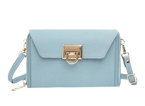 Solid Color Faux Leather Women's Clutch Crossbody Bag