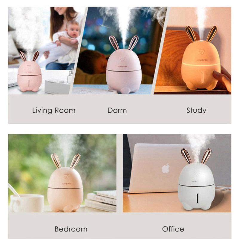 USB Rabbit Air Humidifier Ultrasonic Aromatherapy Diffuser Air Mist Maker Aroma Humidification For Home Car Office